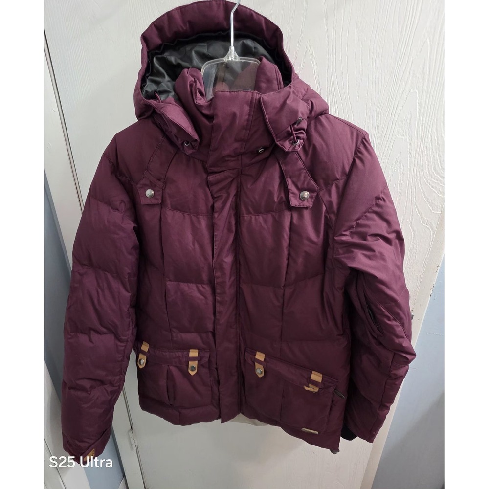 Oakley Burgandy/Gray Regular Fit Down Ski/Snowboard Jacket Large Small FLAWS